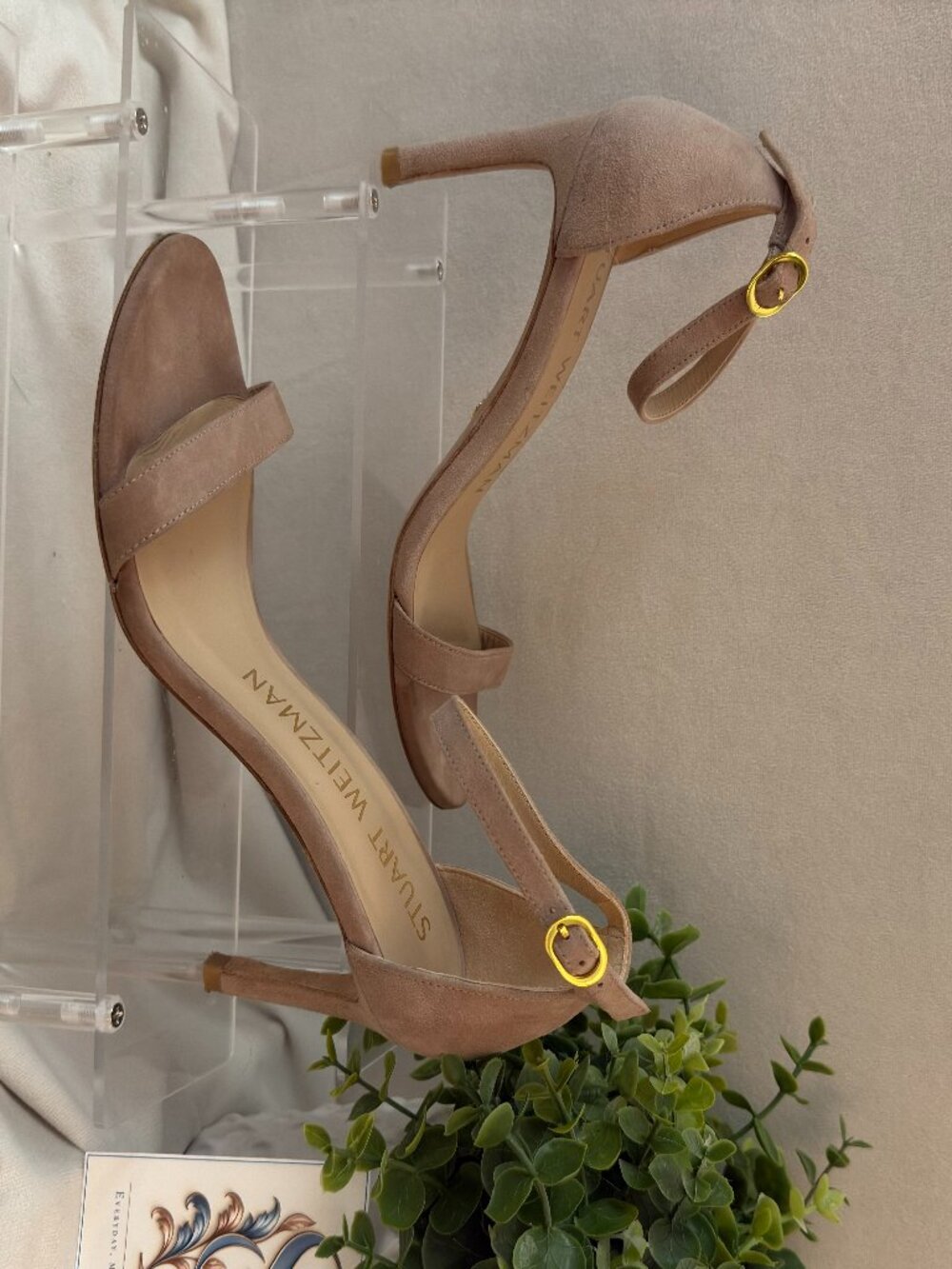 Stuart Weitzman Nude Blush Suede Stiletto Sandals Size 7